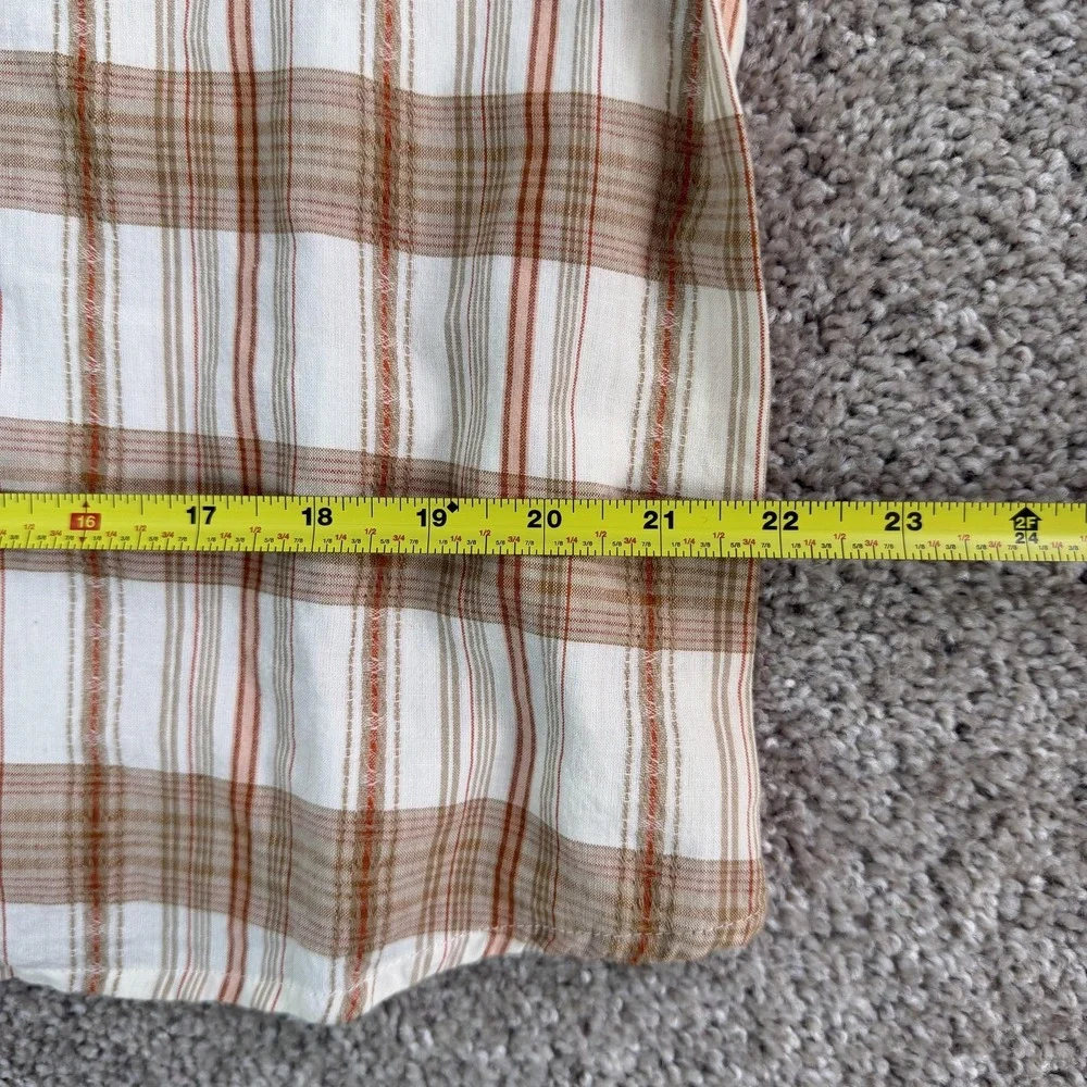 Y2K Point Zero Shirt Mens XL Brown Plaid Short Sleeve Western Pearl Snap Pockets